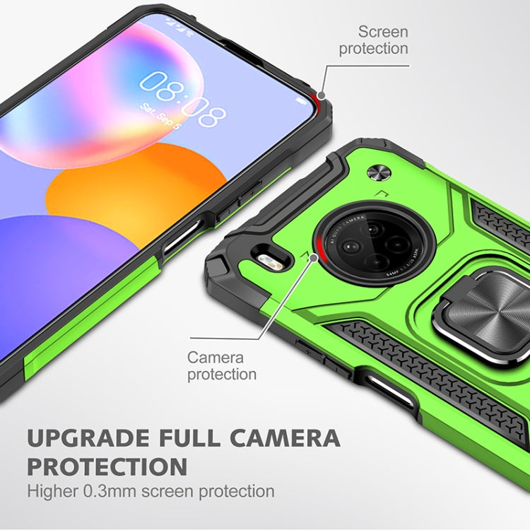 For Huawei Y9a Magnetic Armor Shockproof TPU + PC Case with Metal Ring Holder(Green)