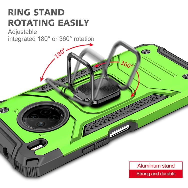 For Huawei Y9a Magnetic Armor Shockproof TPU + PC Case with Metal Ring Holder(Green)