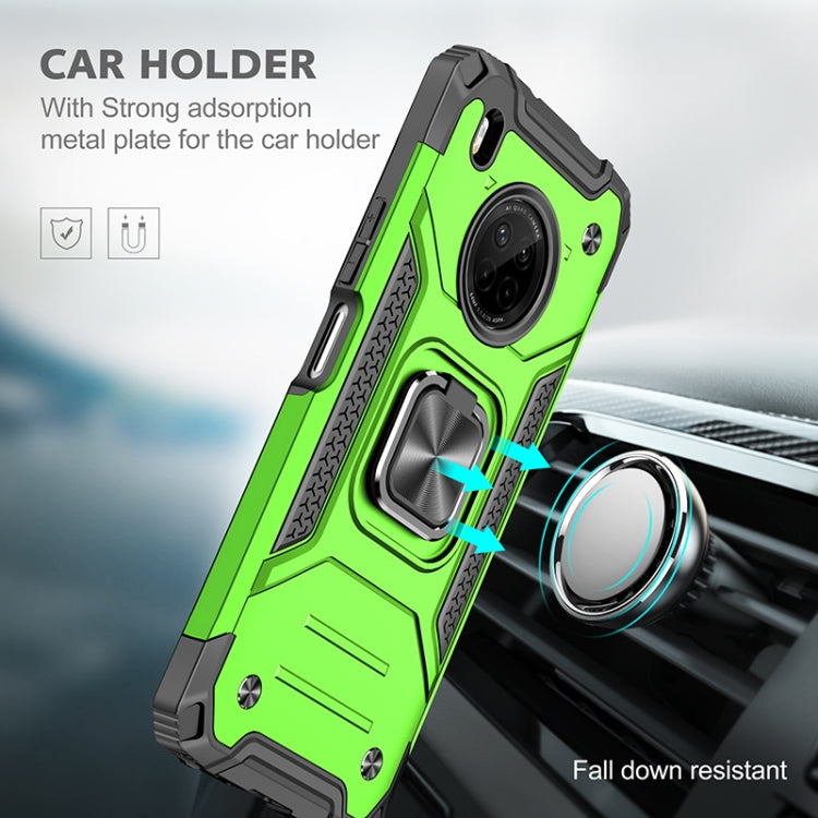 For Huawei Y9a Magnetic Armor Shockproof TPU + PC Case with Metal Ring Holder(Green)