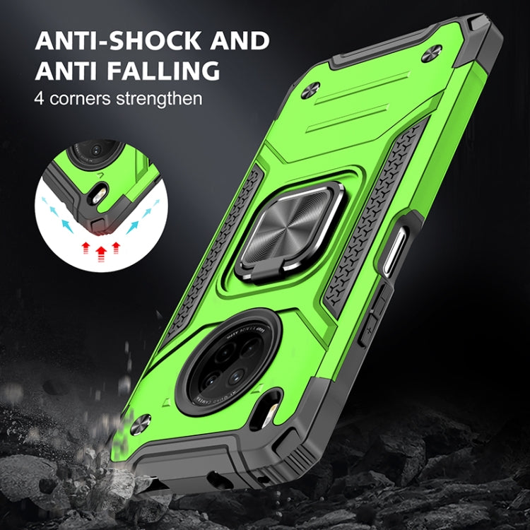 For Huawei Y9a Magnetic Armor Shockproof TPU + PC Case with Metal Ring Holder(Green)