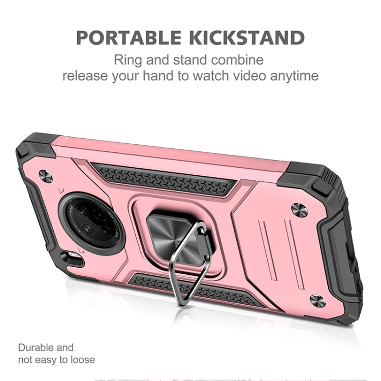 For Huawei Y9a Magnetic Armor Shockproof TPU + PC Case with Metal Ring Holder(Rose Gold)