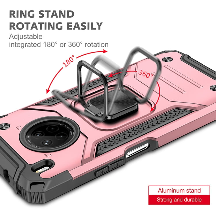 For Huawei Y9a Magnetic Armor Shockproof TPU + PC Case with Metal Ring Holder(Rose Gold)
