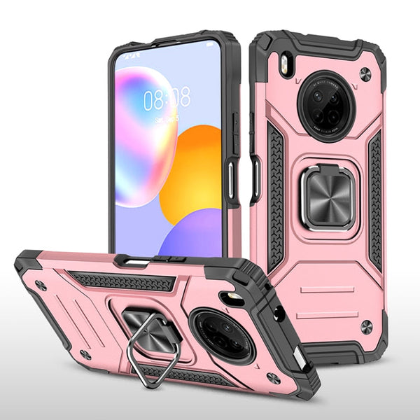 For Huawei Y9a Magnetic Armor Shockproof TPU + PC Case with Metal Ring Holder(Rose Gold)