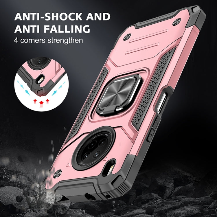 For Huawei Y9a Magnetic Armor Shockproof TPU + PC Case with Metal Ring Holder(Rose Gold)