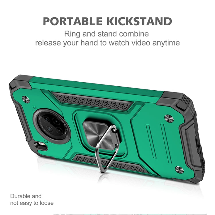 For Huawei Y9a Magnetic Armor Shockproof TPU + PC Case with Metal Ring Holder(Dark Green)