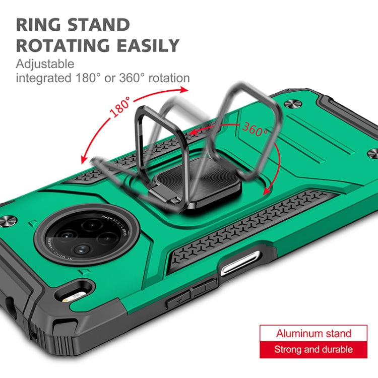 For Huawei Y9a Magnetic Armor Shockproof TPU + PC Case with Metal Ring Holder(Dark Green)
