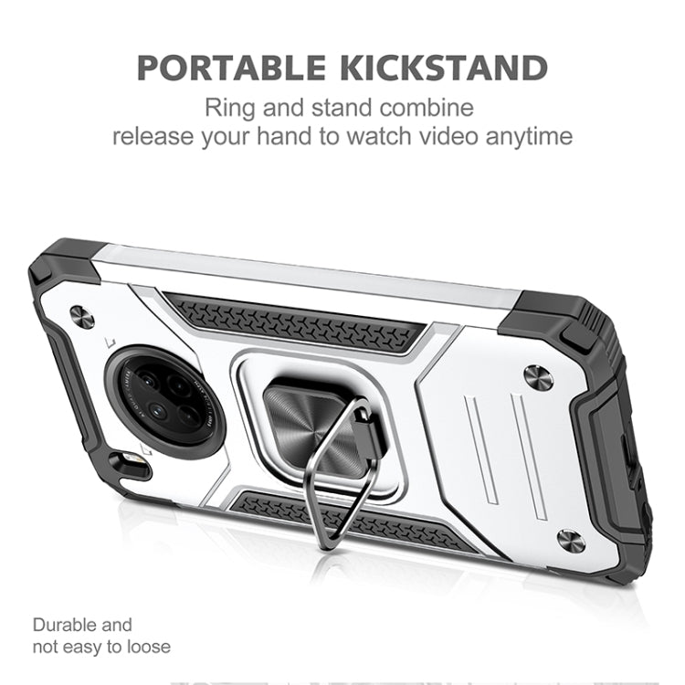 For Huawei Y9a Magnetic Armor Shockproof TPU + PC Case with Metal Ring Holder(Silver)