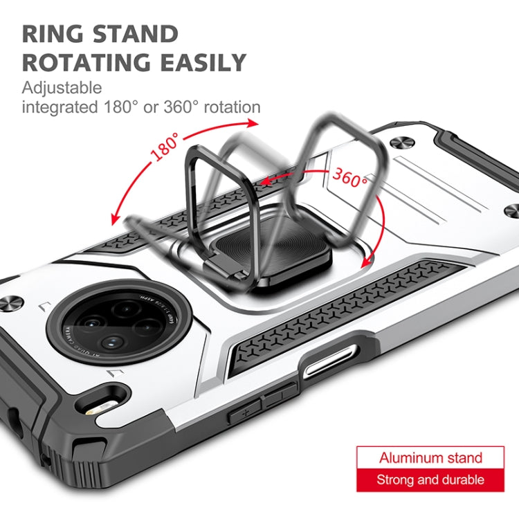 For Huawei Y9a Magnetic Armor Shockproof TPU + PC Case with Metal Ring Holder(Silver)
