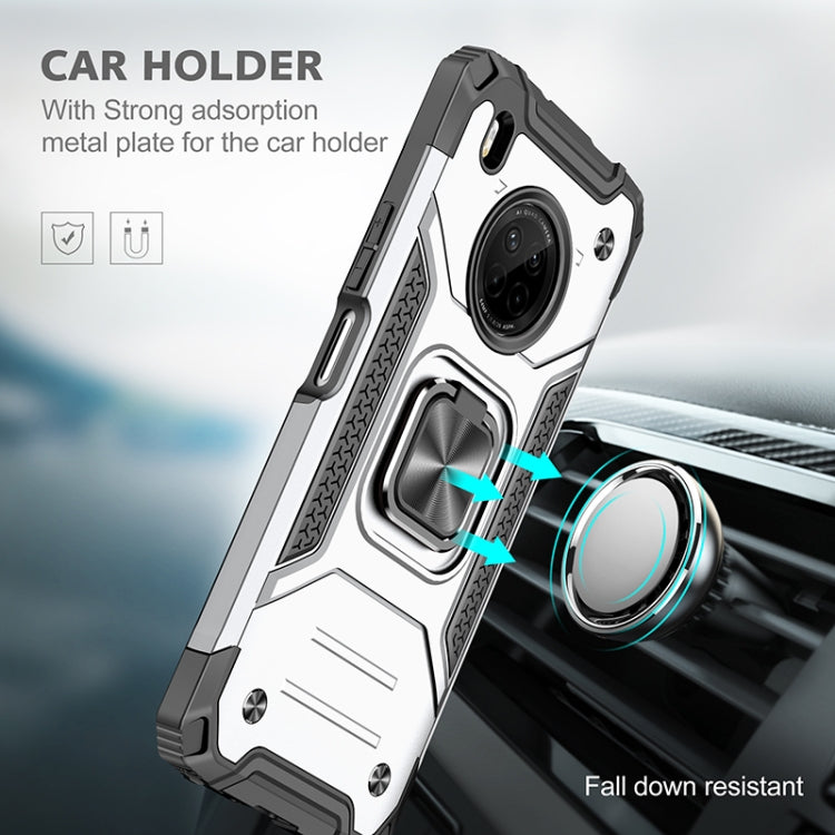 For Huawei Y9a Magnetic Armor Shockproof TPU + PC Case with Metal Ring Holder(Silver)