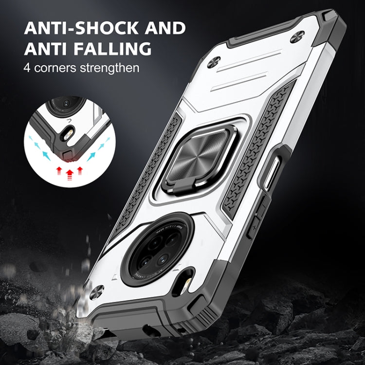 For Huawei Y9a Magnetic Armor Shockproof TPU + PC Case with Metal Ring Holder(Silver)