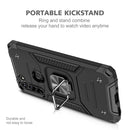 For Motorola Moto G8 Magnetic Armor Shockproof TPU + PC Case with Metal Ring Holder(Black)
