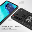 For Motorola Moto G8 Magnetic Armor Shockproof TPU + PC Case with Metal Ring Holder(Black)