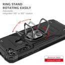 For Motorola Moto G8 Magnetic Armor Shockproof TPU + PC Case with Metal Ring Holder(Black)