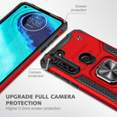 For Motorola Moto G8 Magnetic Armor Shockproof TPU + PC Case with Metal Ring Holder(Red)