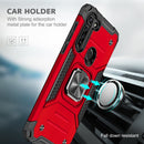 For Motorola Moto G8 Magnetic Armor Shockproof TPU + PC Case with Metal Ring Holder(Red)