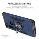 For Motorola Moto G8 Magnetic Armor Shockproof TPU + PC Case with Metal Ring Holder(Blue)