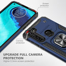 For Motorola Moto G8 Magnetic Armor Shockproof TPU + PC Case with Metal Ring Holder(Blue)