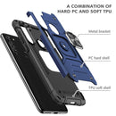 For Motorola Moto G8 Magnetic Armor Shockproof TPU + PC Case with Metal Ring Holder(Blue)