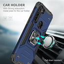 For Motorola Moto G8 Magnetic Armor Shockproof TPU + PC Case with Metal Ring Holder(Blue)