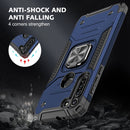 For Motorola Moto G8 Magnetic Armor Shockproof TPU + PC Case with Metal Ring Holder(Blue)