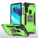 For Motorola Moto G8 Magnetic Armor Shockproof TPU + PC Case with Metal Ring Holder(Green)