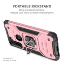 For Motorola Moto G8 Magnetic Armor Shockproof TPU + PC Case with Metal Ring Holder(Rose Gold)