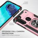 For Motorola Moto G8 Magnetic Armor Shockproof TPU + PC Case with Metal Ring Holder(Rose Gold)