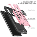For Motorola Moto G8 Magnetic Armor Shockproof TPU + PC Case with Metal Ring Holder(Rose Gold)