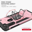 For Motorola Moto G8 Magnetic Armor Shockproof TPU + PC Case with Metal Ring Holder(Rose Gold)