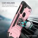 For Motorola Moto G8 Magnetic Armor Shockproof TPU + PC Case with Metal Ring Holder(Rose Gold)