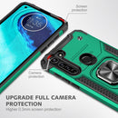 For Motorola Moto G8 Magnetic Armor Shockproof TPU + PC Case with Metal Ring Holder(Dark Green)