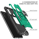 For Motorola Moto G8 Magnetic Armor Shockproof TPU + PC Case with Metal Ring Holder(Dark Green)