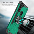 For Motorola Moto G8 Magnetic Armor Shockproof TPU + PC Case with Metal Ring Holder(Dark Green)