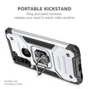 For Motorola Moto G8 Magnetic Armor Shockproof TPU + PC Case with Metal Ring Holder(Silver)