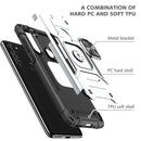 For Motorola Moto G8 Magnetic Armor Shockproof TPU + PC Case with Metal Ring Holder(Silver)