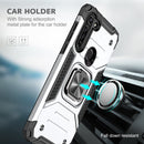 For Motorola Moto G8 Magnetic Armor Shockproof TPU + PC Case with Metal Ring Holder(Silver)
