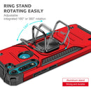 For Motorola Moto G8 Power Lite Magnetic Armor Shockproof TPU + PC Case with Metal Ring Holder(Red)