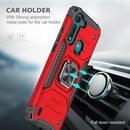 For Motorola Moto G8 Power Lite Magnetic Armor Shockproof TPU + PC Case with Metal Ring Holder(Red)