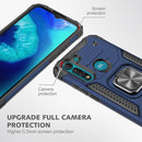 For Motorola Moto G8 Power Lite Magnetic Armor Shockproof TPU + PC Case with Metal Ring Holder(Blue)