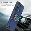 For Motorola Moto G8 Power Lite Magnetic Armor Shockproof TPU + PC Case with Metal Ring Holder(Blue)