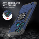 For Motorola Moto G8 Power Lite Magnetic Armor Shockproof TPU + PC Case with Metal Ring Holder(Blue)
