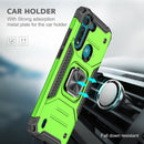 For Motorola Moto G8 Power Lite Magnetic Armor Shockproof TPU + PC Case with Metal Ring Holder(Green)