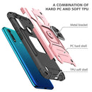 For Motorola Moto G8 Power Lite Magnetic Armor Shockproof TPU + PC Case with Metal Ring Holder(Rose Gold)