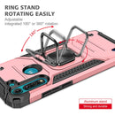 For Motorola Moto G8 Power Lite Magnetic Armor Shockproof TPU + PC Case with Metal Ring Holder(Rose Gold)