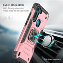 For Motorola Moto G8 Power Lite Magnetic Armor Shockproof TPU + PC Case with Metal Ring Holder(Rose Gold)