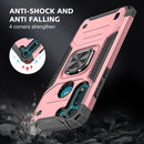 For Motorola Moto G8 Power Lite Magnetic Armor Shockproof TPU + PC Case with Metal Ring Holder(Rose Gold)