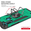For Motorola Moto G8 Power Lite Magnetic Armor Shockproof TPU + PC Case with Metal Ring Holder(Dark Green)