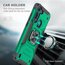 For Motorola Moto G8 Power Lite Magnetic Armor Shockproof TPU + PC Case with Metal Ring Holder(Dark Green)