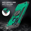 For Motorola Moto G8 Power Lite Magnetic Armor Shockproof TPU + PC Case with Metal Ring Holder(Dark Green)