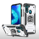 For Motorola Moto G8 Power Lite Magnetic Armor Shockproof TPU + PC Case with Metal Ring Holder(Silver)